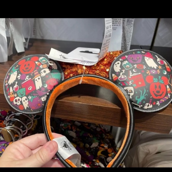 🎃NWT Disney Parks Halloween Mickey Minnie Mouse Ears Sequin Bow Ghost NEW - Picture 5 of 5
